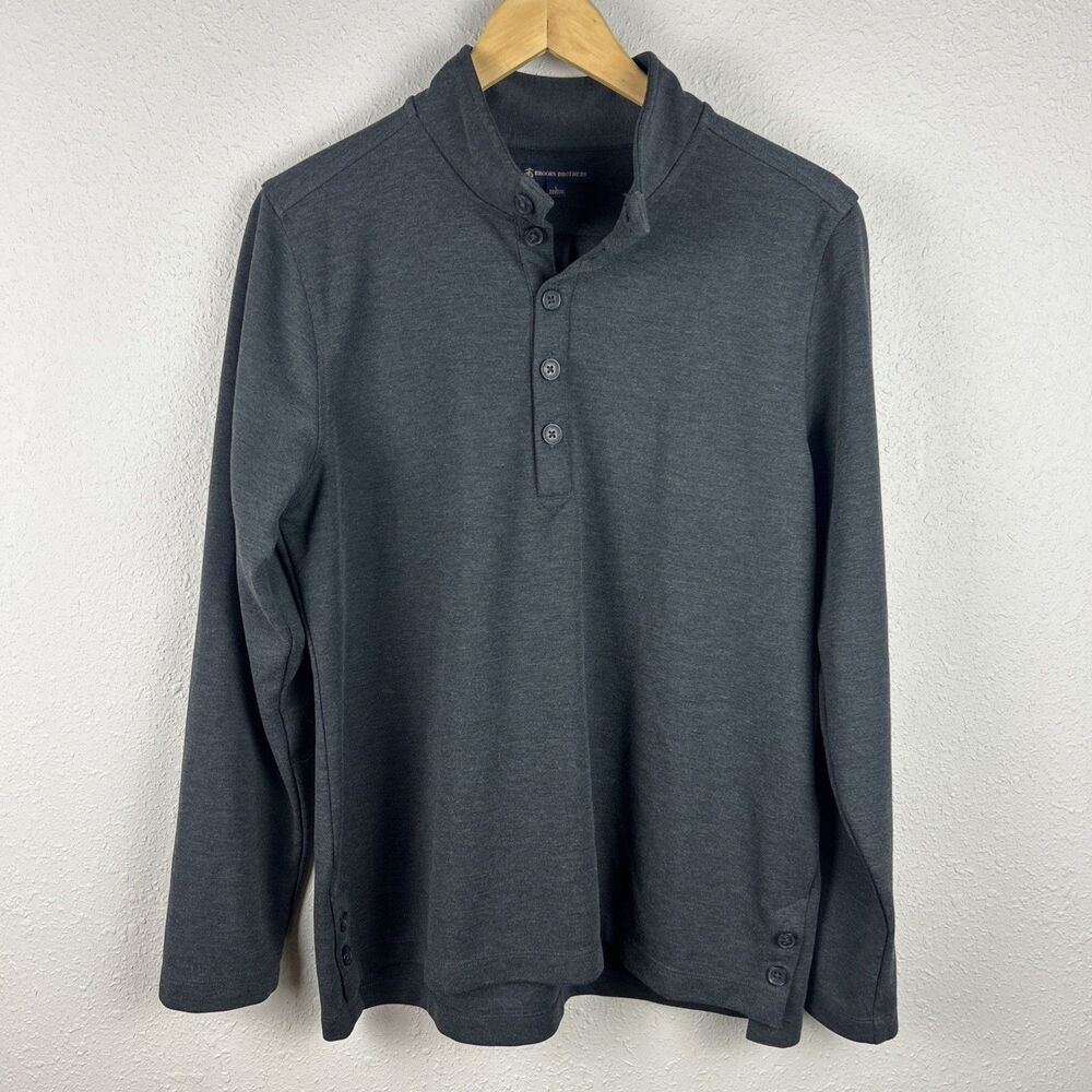 Brooks Brothers Women's Gray Mid-Layer Stretch 1/2-Button Pullover, L